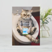 Katze auf Toilette Einladung (Stehend Vorderseite)