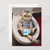 Katze auf Toilette Einladungspostkarte (Vorne/Hinten)
