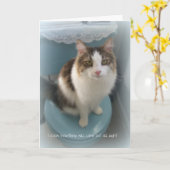 Katze auf Toiletten-Stützgruß-Karte Karte (Gelbe Blume)