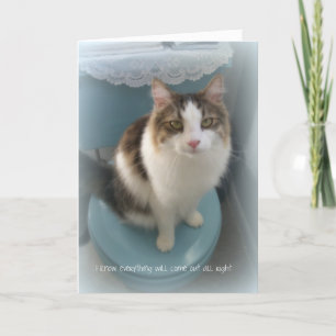 Katze auf Toiletten-Stützgruß-Karte Karte