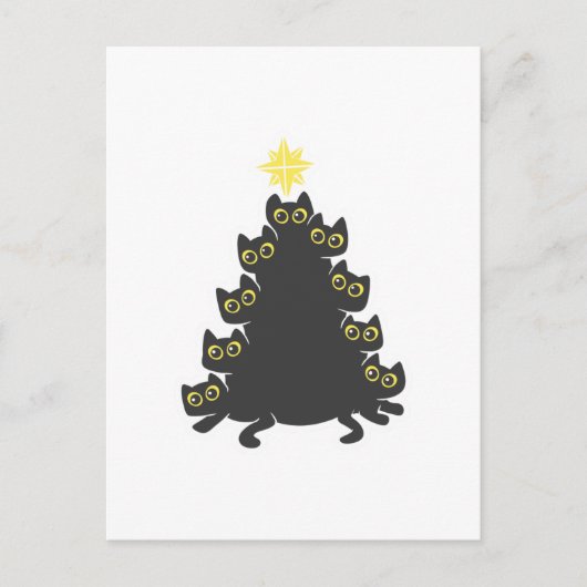 Katze auf Weihnachtsbaum - Hintergrundfarbe auswäh Postkarte (Vorderseite)