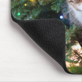 Katze auf Weihnachtsbaum Mousepad (Ecke)