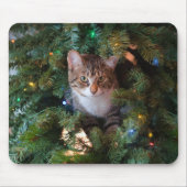 Katze auf Weihnachtsbaum Mousepad (Vorne)