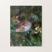 Katze auf Weihnachtsbaum Puzzle (Vertikal)