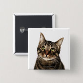 Katze auf weißem Hintergrund 2 Button (Vorne & Hinten)