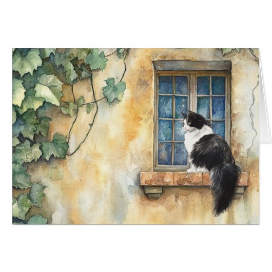 Katze auf Windows - 5" x 7" Art Card (Vorderseite (Horizontal))