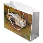 Katze, August Macke Große Geschenktasche Geschenktüte (Rückseite Schrägansicht)