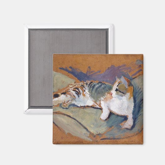 Katze, August Macke Magnet (Vorderseite/Rückseite)