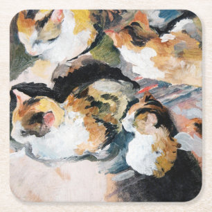 Katze, August Macke Rechteckiger Pappuntersetzer