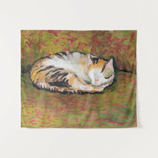 Katze, August-Macke-Tapestry Wandteppich (Vorderseite (Horizontal))