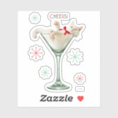 Katze aus Martini-Glas Aufkleber (Blatt)
