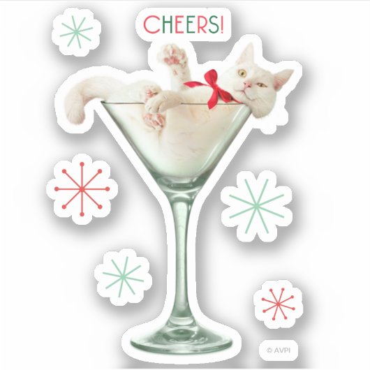Katze aus Martini-Glas Aufkleber (Vorderseite)