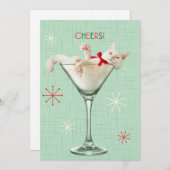 Katze aus Martini-Glas Einladung (Vorne/Hinten)