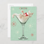 Katze aus Martini-Glas Einladungspostkarte (Vorne/Hinten)