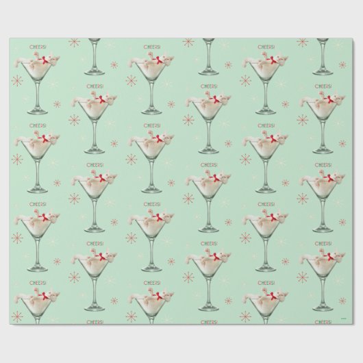 Katze aus Martini-Glas Geschenkpapier (Flach)