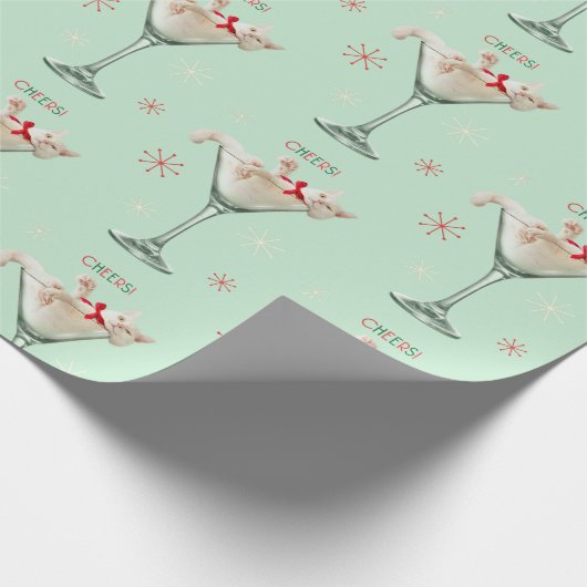 Katze aus Martini-Glas Geschenkpapier (Ecke)
