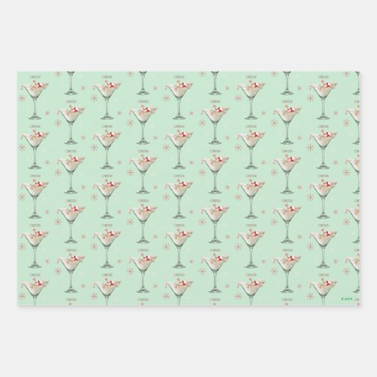 Katze aus Martini-Glas Geschenkpapier Set (Vorderseite 3)