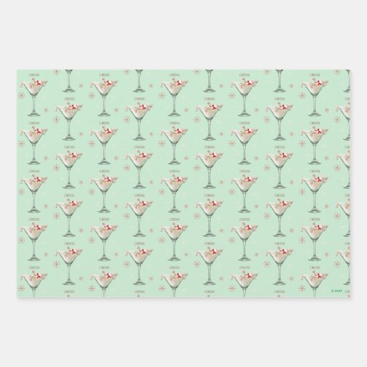 Katze aus Martini-Glas Geschenkpapier Set (Vorderseite 2)