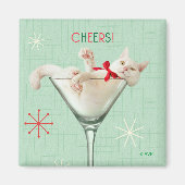 Katze aus Martini-Glas Magnet (Vorne)