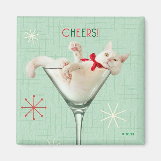 Katze aus Martini-Glas Magnet (Vorne)