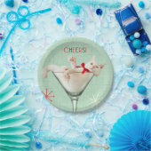 Katze aus Martini-Glas Pappteller (Party)