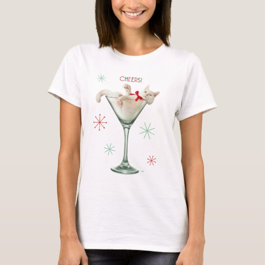 Katze aus Martini-Glas T-Shirt (Vorderseite)