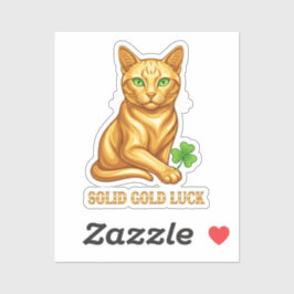 Katze aus massivem Gold mit Smaragdaugen Luxus Glü Aufkleber