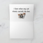 Katze außerhalb der Box-Grußkarte Karte (Innenseite)