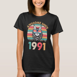 Katze Awesome Seit 1991 Alles Gute Zum Geburtstag  T-Shirt