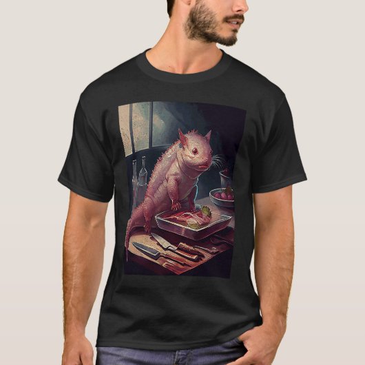 Katze Axolotl Steak T-Shirt (Vorderseite)