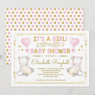 Katze Baby Mädchen Dusche Kätzchen Rosa Gold Katze Einladung