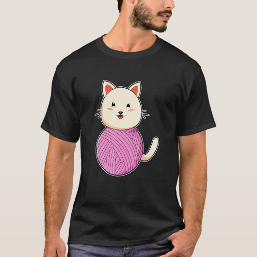 Katze Ball Garn T-Shirt (Vorderseite)
