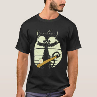 Katze Baseball Baseballspieler Katze Niedlich Lust T-Shirt