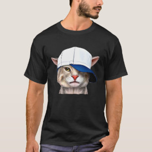 Katze Baseballkappe Tragende Katze Sport Haustiere T-Shirt