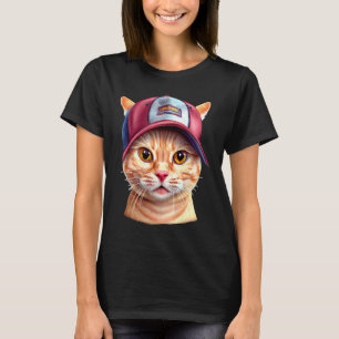 Katze Baseballkappe Tragende Katze Sport Haustiere T-Shirt