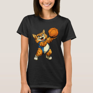 Katze Basketball  Basketballspieler Katze T-Shirt