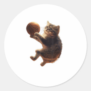 Katze Basketball spielen Funny Cats Mama Meow Kitt Runder Aufkleber