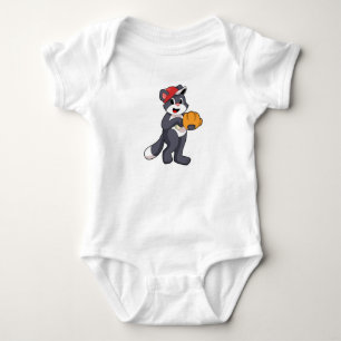 Katze bei Baseball mit Baseball-Handschuh.PNG Baby Strampler
