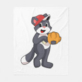 Katze bei Baseball mit Baseball-Handschuh.PNG Fleecedecke (Vorderseite)