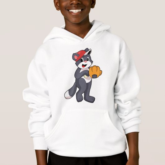 Katze bei Baseball mit Baseball-Handschuh.PNG Hoodie (Vorderseite)