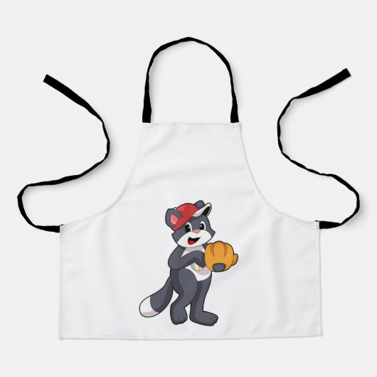Katze bei Baseball mit Baseball-Handschuh.PNG Schürze (Vorderseite)