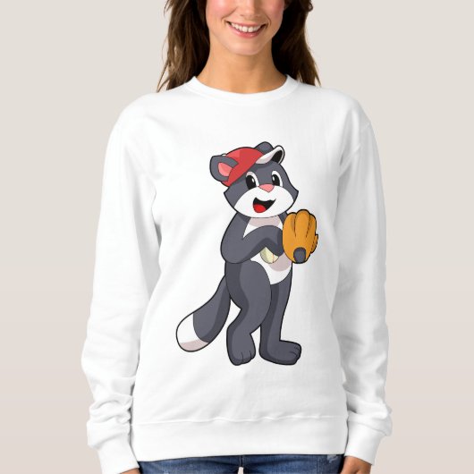 Katze bei Baseball mit Baseball-Handschuh.PNG Sweatshirt (Vorderseite)