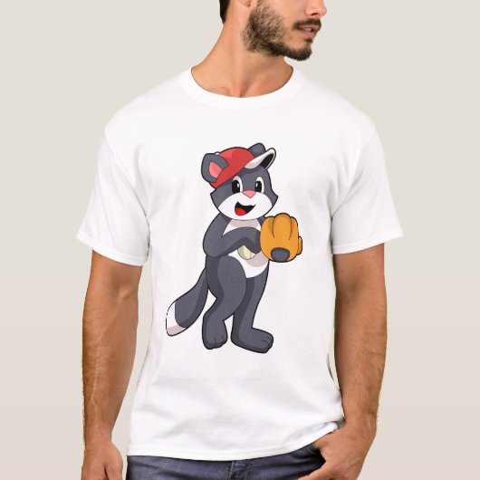 Katze bei Baseball mit Baseball-Handschuh.PNG T-Shirt (Vorderseite)