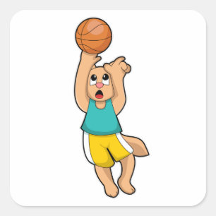 Katze bei Basketball Sports Quadratischer Aufkleber