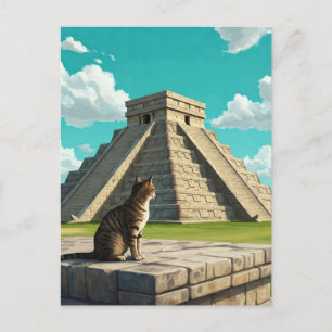 Katze bei Chichen Itza Mexico Reisen Postkarte