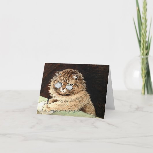 Katze bei der Arbeit mit Brillen von Louis Wain Dankeskarte (Vorderseite)