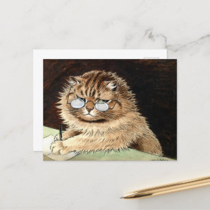 Katze bei der Arbeit mit Brillen von Louis Wain Feiertagspostkarte