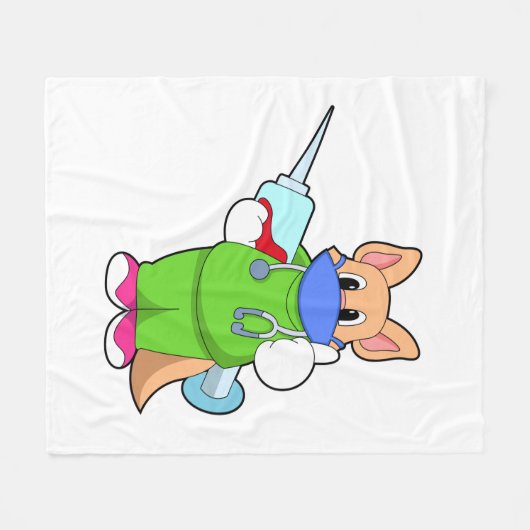 Katze bei Impfung mit Spritze Fleecedecke (Vorderseite (Horizontal))