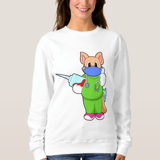 Katze bei Impfung mit Spritze Sweatshirt (Vorderseite)