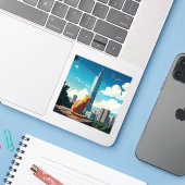 Katze bei Taipei 101 Taiwan Aufkleber (Laptop mit iPhone)